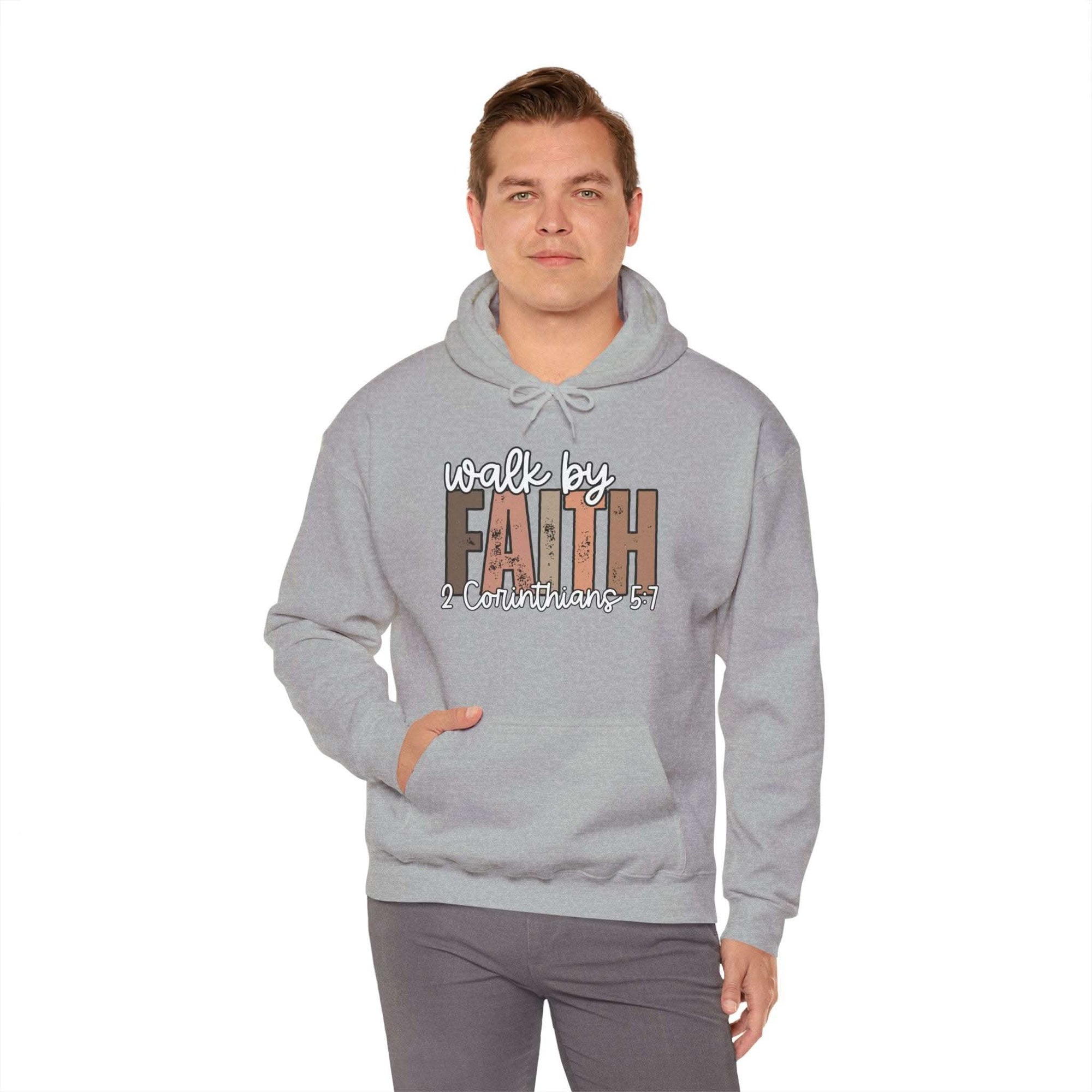 Faith Over Fear Hoodie with Walk by Faith inspirational Christian design, cozy and stylish sweatshirt for everyday wear