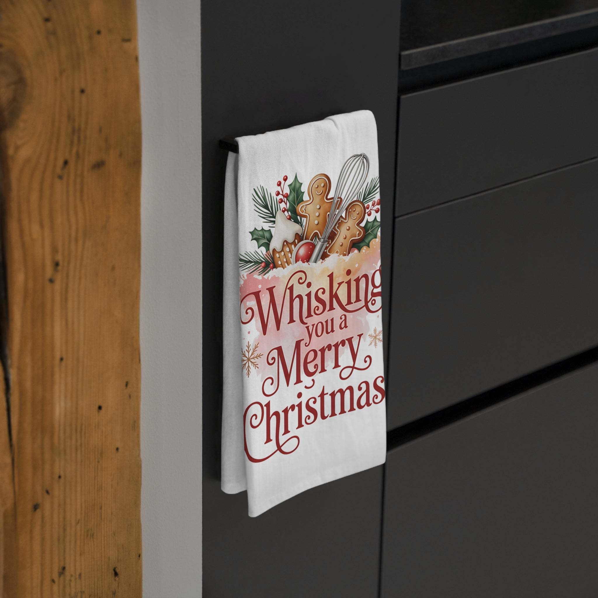 Christmas Tea Towel with festive design made of 100% cotton for holiday kitchen decor