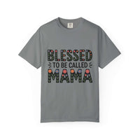 Floral Blessed To Be Called Mama T-Shirt with vintage wash and floral lettering celebrating motherhood