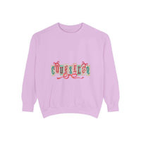 Garment-dyed True Navy sweatshirt with festive Christmas design, perfect for holiday gifting, by Printify