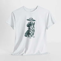 Alien Corgi Illustration Tee | UFO Dog Graphic T-Shirt