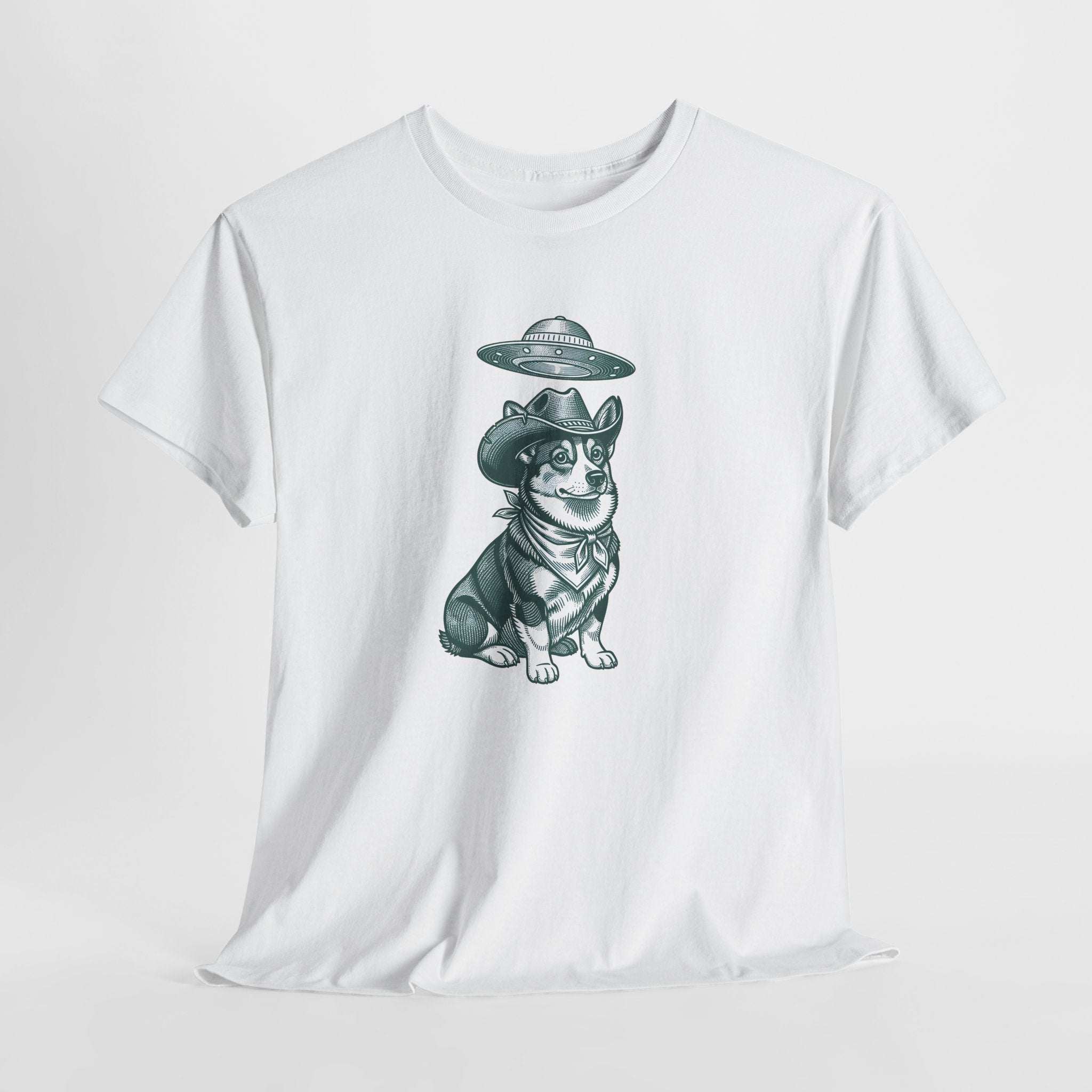 Alien Corgi Illustration Tee | UFO Dog Graphic T-Shirt