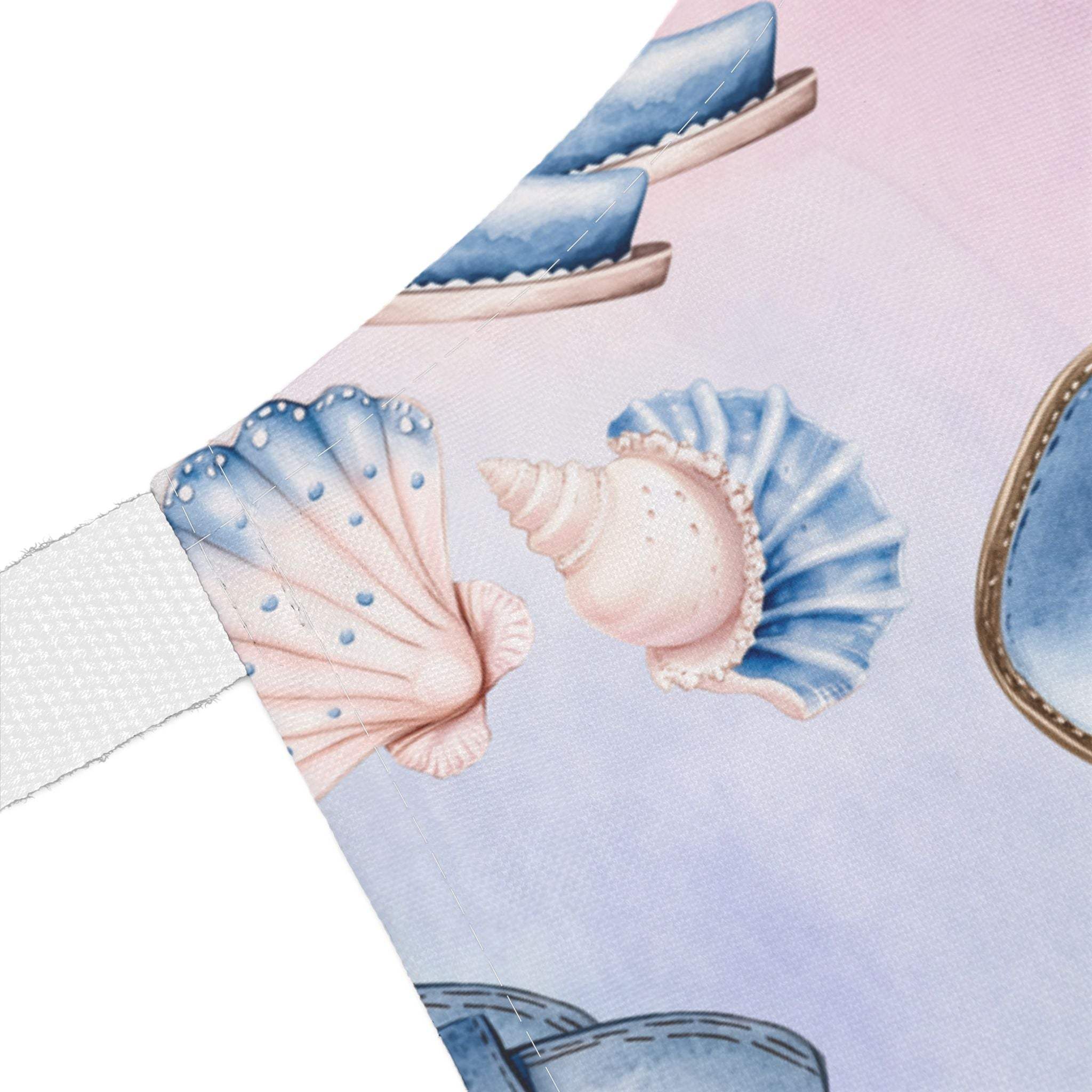 Pastel Coastal Cowgirl apron with seashell design and five color straps