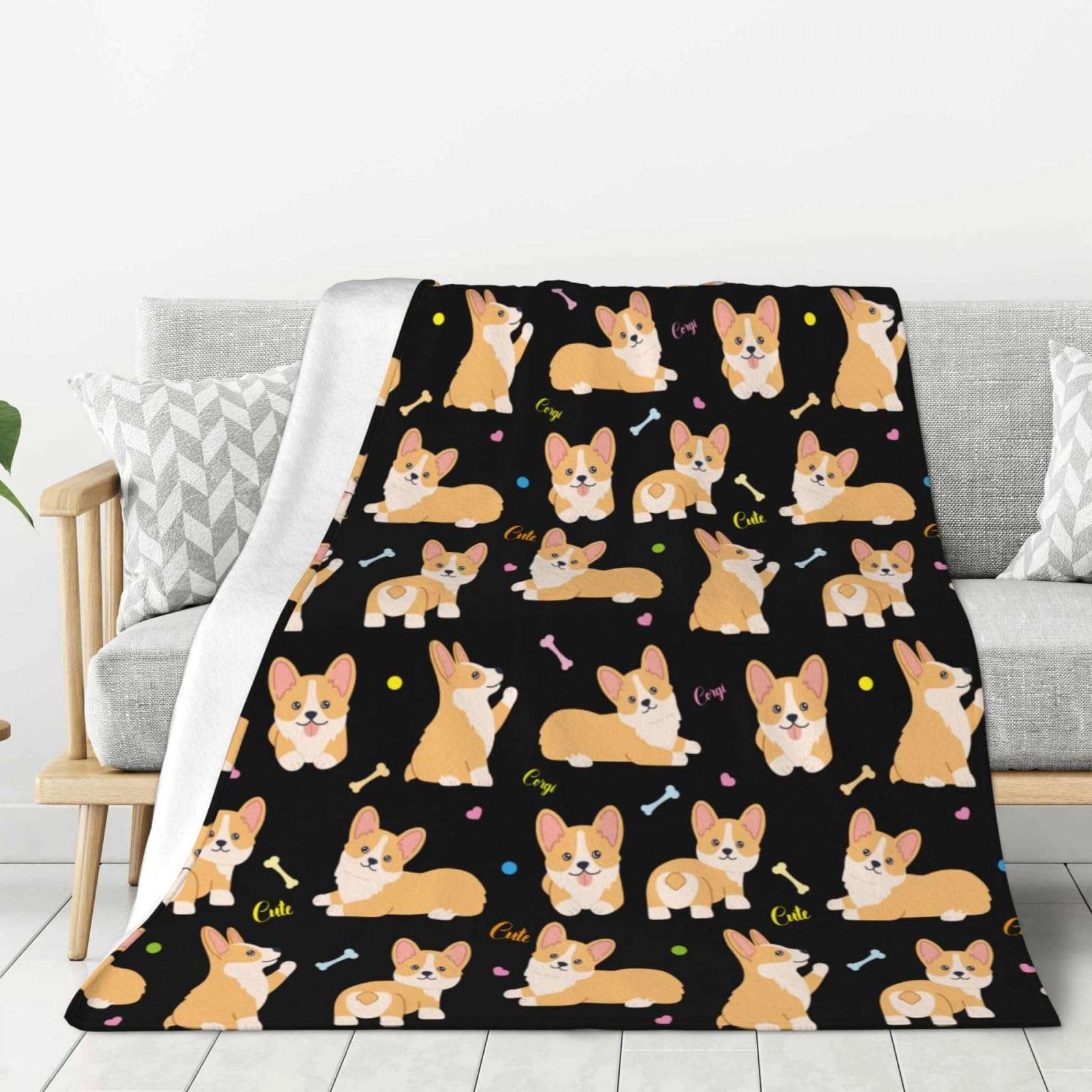 Cuddly Corgi Plush Throw Blanket