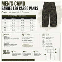 Men’s Camo Barrel Leg Cargo Pants – Loose Fit Cotton Blend Utility Pants