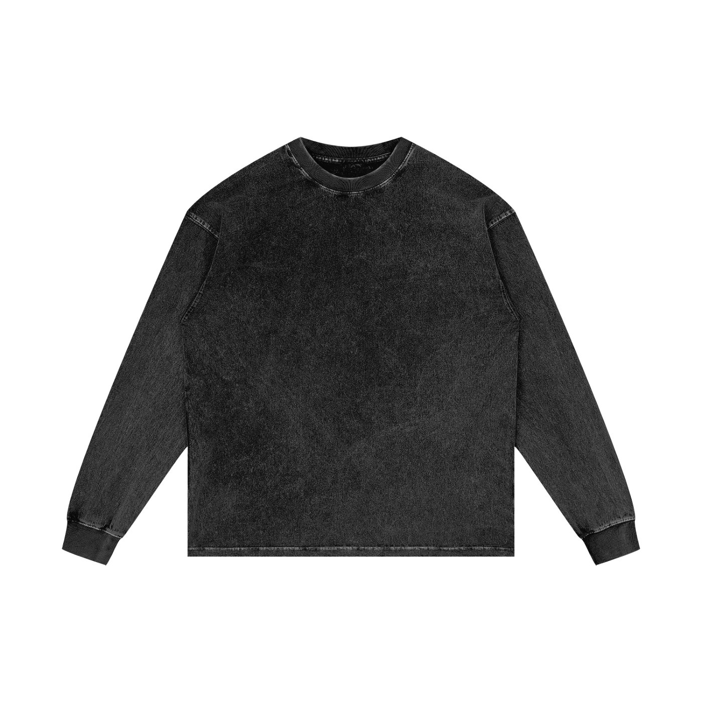 Unisex acid wash oversized long sleeve cotton t-shirt with vintage finish and relaxed fit