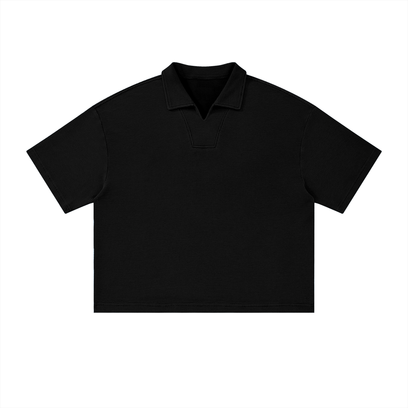 Unisex Waffle Boxy Polo Shirt | Oversized Vintage Streetwear Cotton Blend Tee