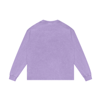 Acid wash oversized unisex long sleeve cotton t-shirt with vintage-inspired design and relaxed fit
