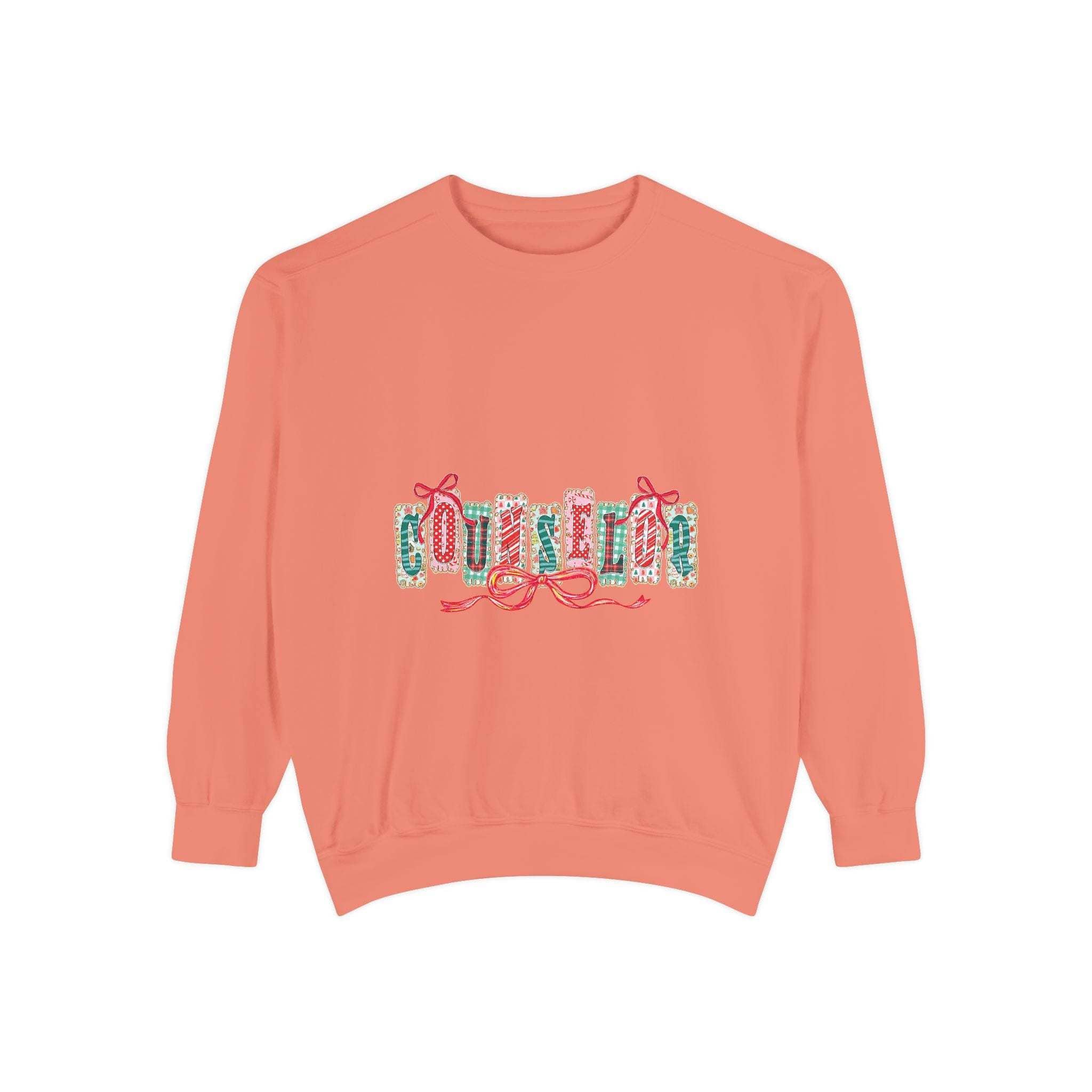 Garment-dyed True Navy sweatshirt featuring festive Christmas design, ideal for holiday gifting by Printify.