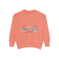 Garment-dyed True Navy sweatshirt featuring festive Christmas design, ideal for holiday gifting by Printify.