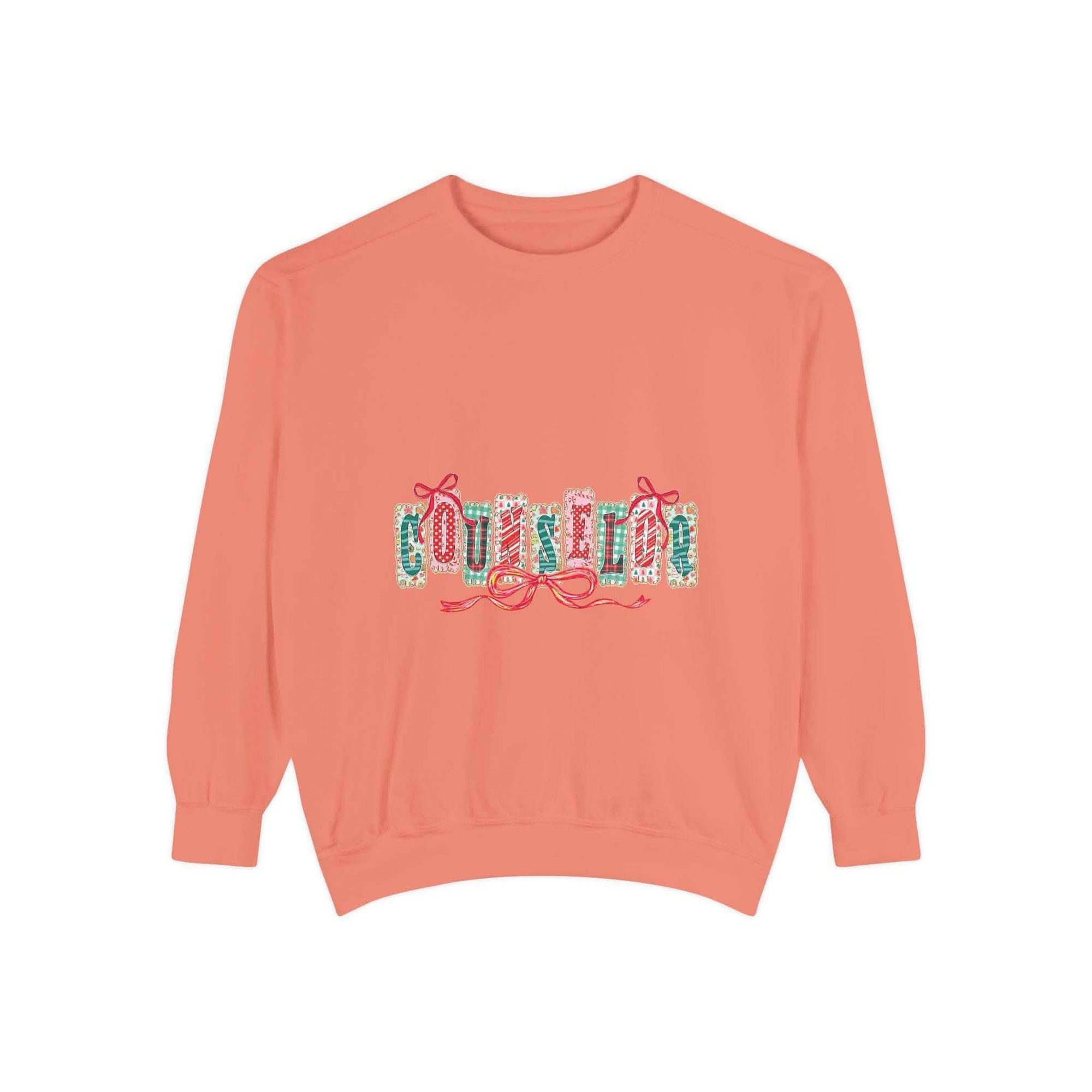 Garment-dyed True Navy sweatshirt featuring festive Christmas design, ideal for holiday gifting by Printify.