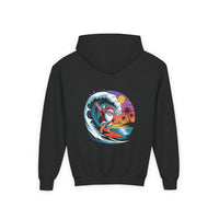 Navy Santa hoodie for kids from Printify, perfect for Christmas festivities.