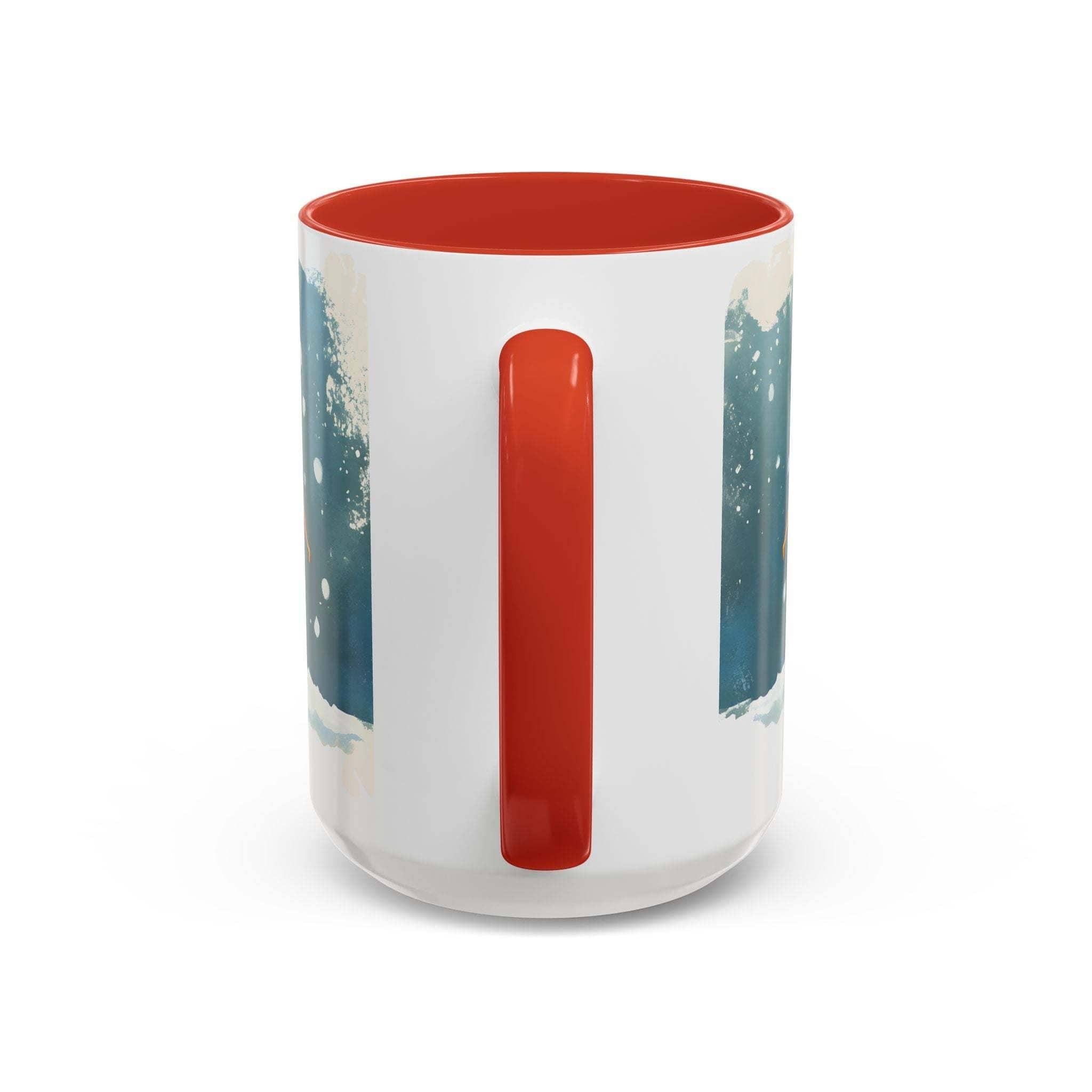 Cylindrical container with a red interior and a design on the exterior on a white background