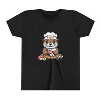 Youth tee featuring cute otter sushi chef graphic, soft breathable cotton for kids