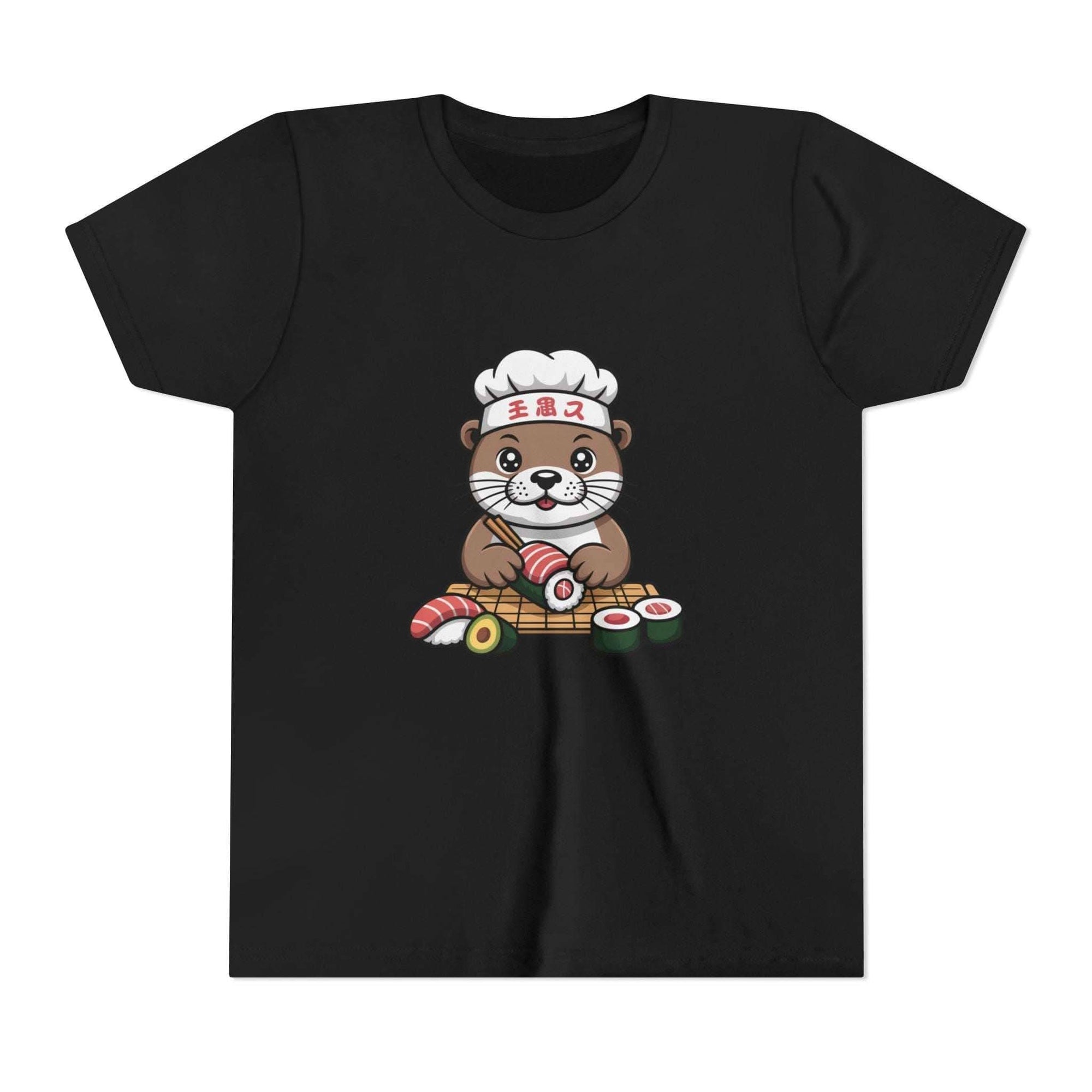 Youth tee featuring cute otter sushi chef graphic, soft breathable cotton for kids