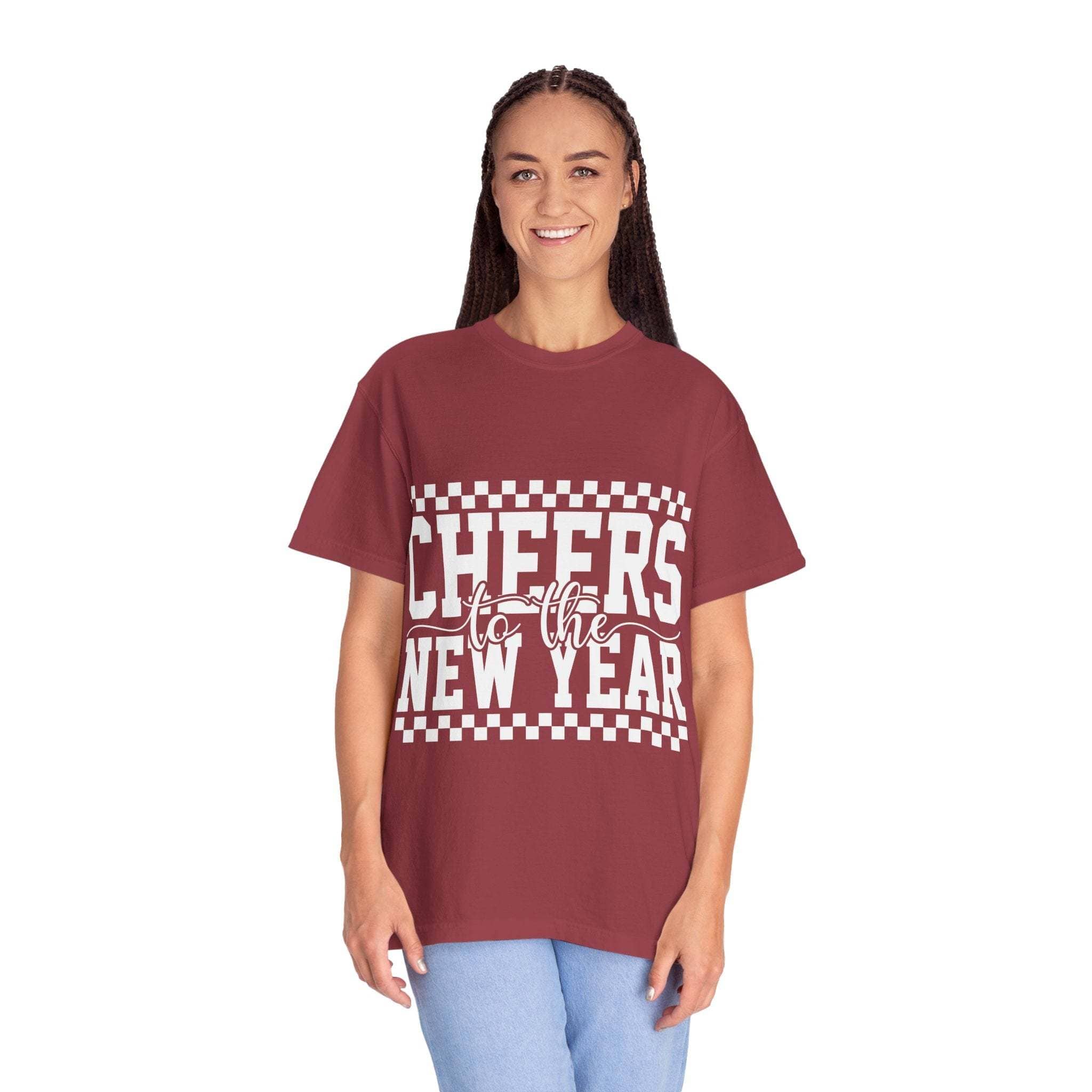 Cheers for the New Year T-Shirt with relaxed fit and vintage garment-dyed look for casual celebrations and comfort