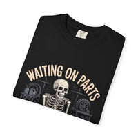 Vintage garment-dyed cotton Waiting on Parts TShirt mechanic tee with relaxed fit and minimalist text
