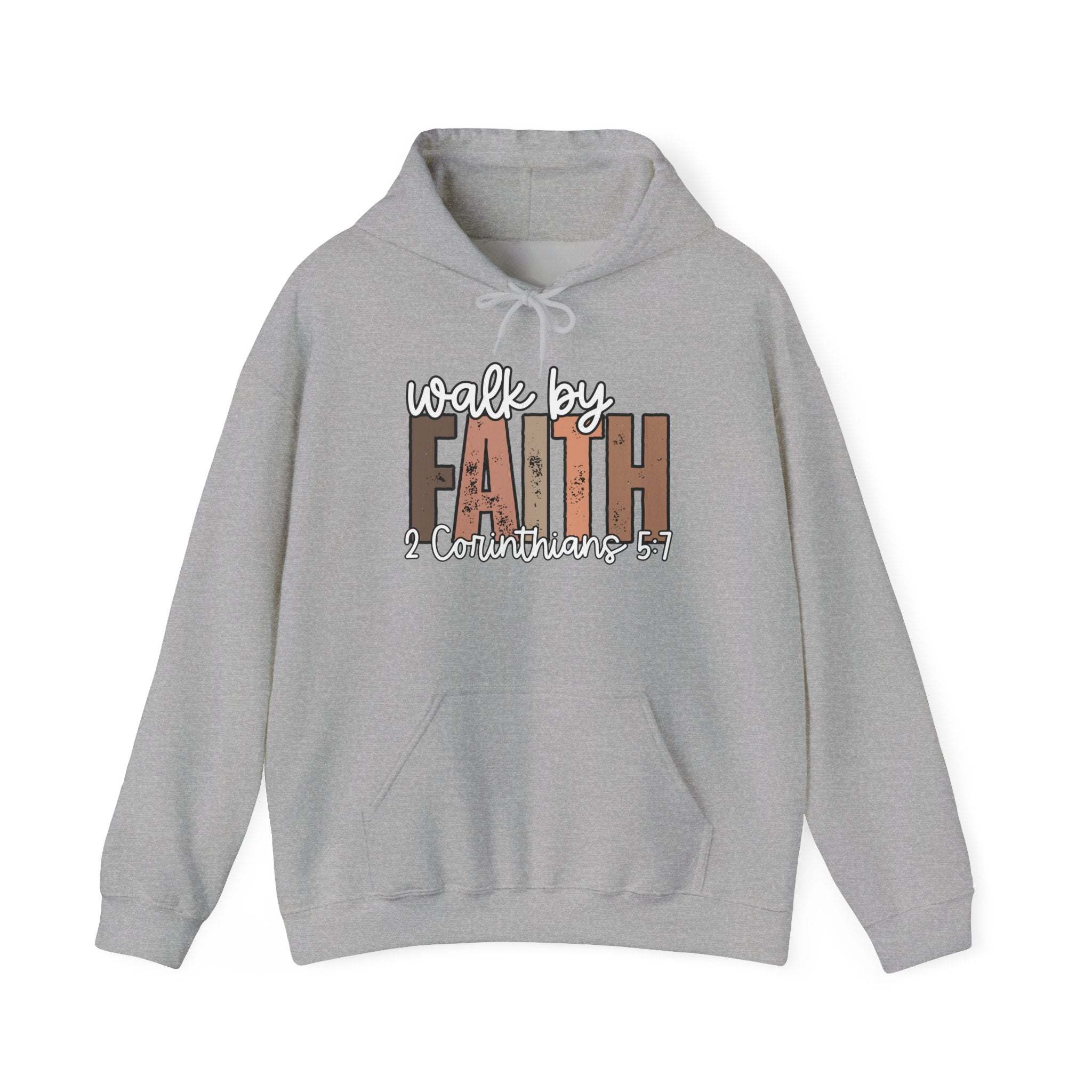 Faith Over Fear Hoodie with Walk by Faith inspirational Christian sweatshirt design