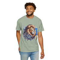 Lion of Judah T-Shirt with bold chest graphic symbolizing Jewish pride and resilience on a soft garment-dyed cotton tee