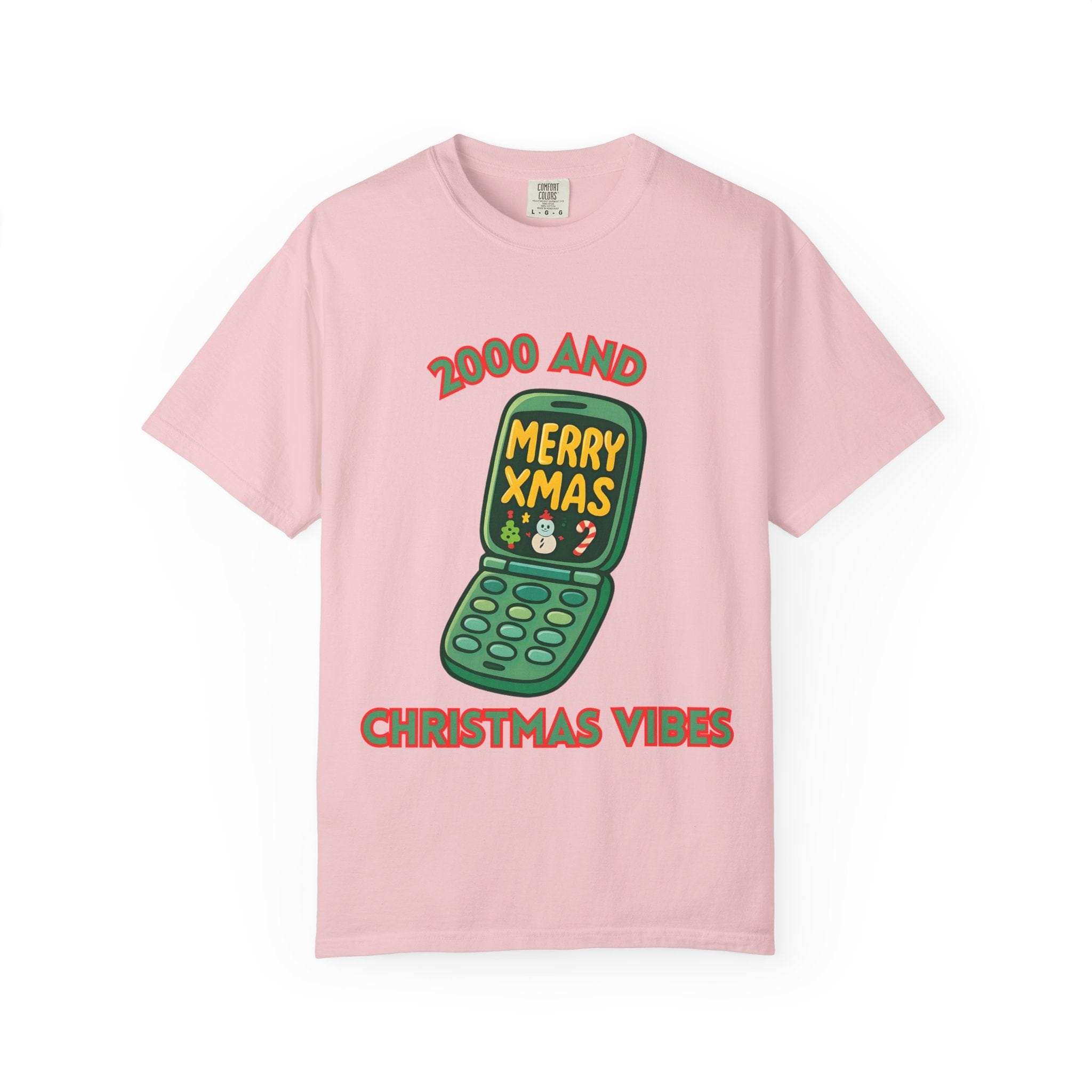 Retro 2000 Christmas T-shirt in black, featuring a festive design, by Printify, size S.