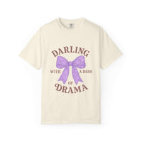 Ivory relaxed fit cotton t-shirt with 'Darling With a Dash of Drama' graphic by Printify