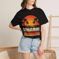 Bahamas Retro Sunset T-shirt | Palm Tree Beach Vacation Tee