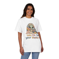 Alien in Blanket T-Shirt — "Take Me to Your Blanket" Cozy Graphic Tee