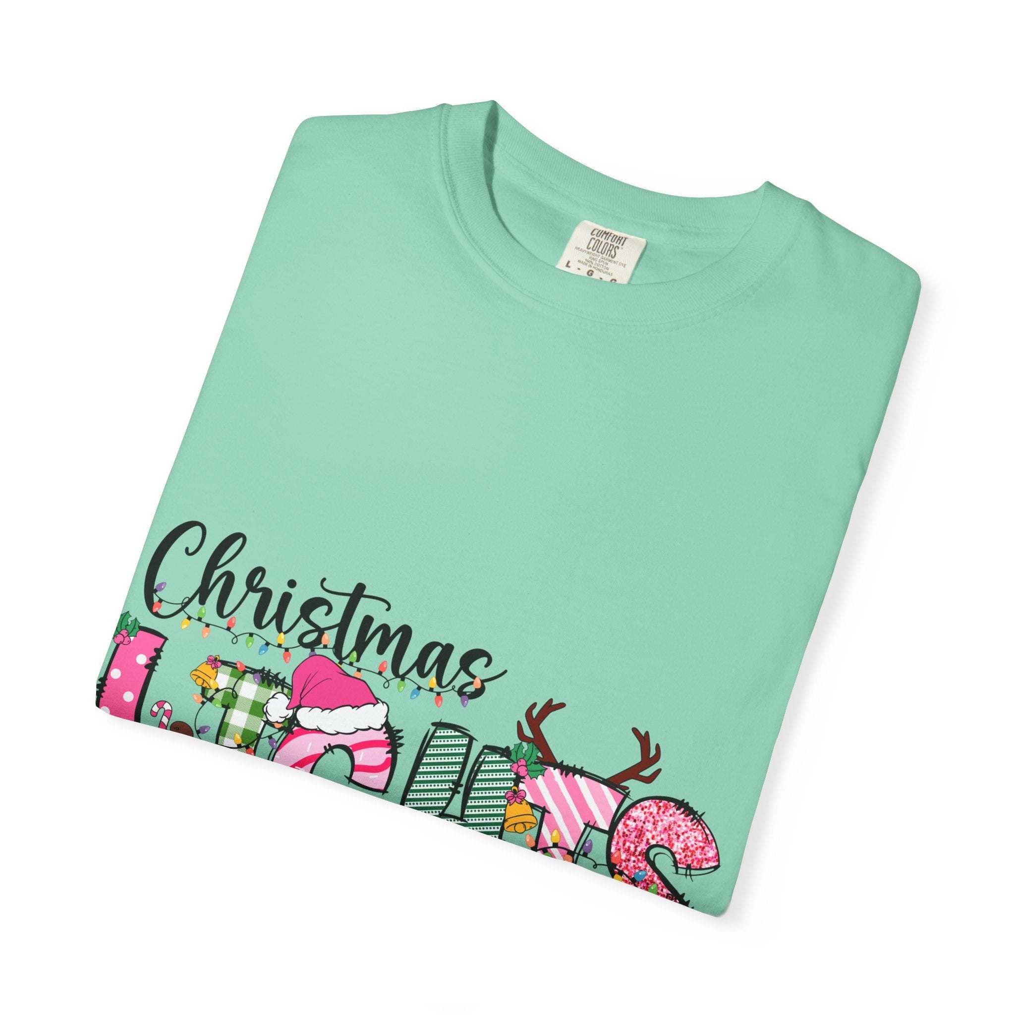 Soft garment-dyed cotton T-shirt with "Christmas Lights Are My Favorite Color" holiday graphic and relaxed fit