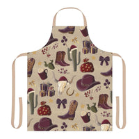 Cowboy Christmas apron with festive Western-themed holiday print and tie-back closure