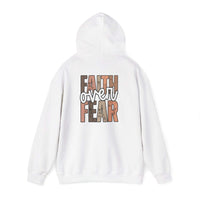 Faith Over Fear Hoodie with "Walk by Faith" inspirational Christian design on cozy sweatshirt