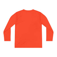 Youth Tee long sleeve orange moisture-wicking shirt for Halloween and baseball fans