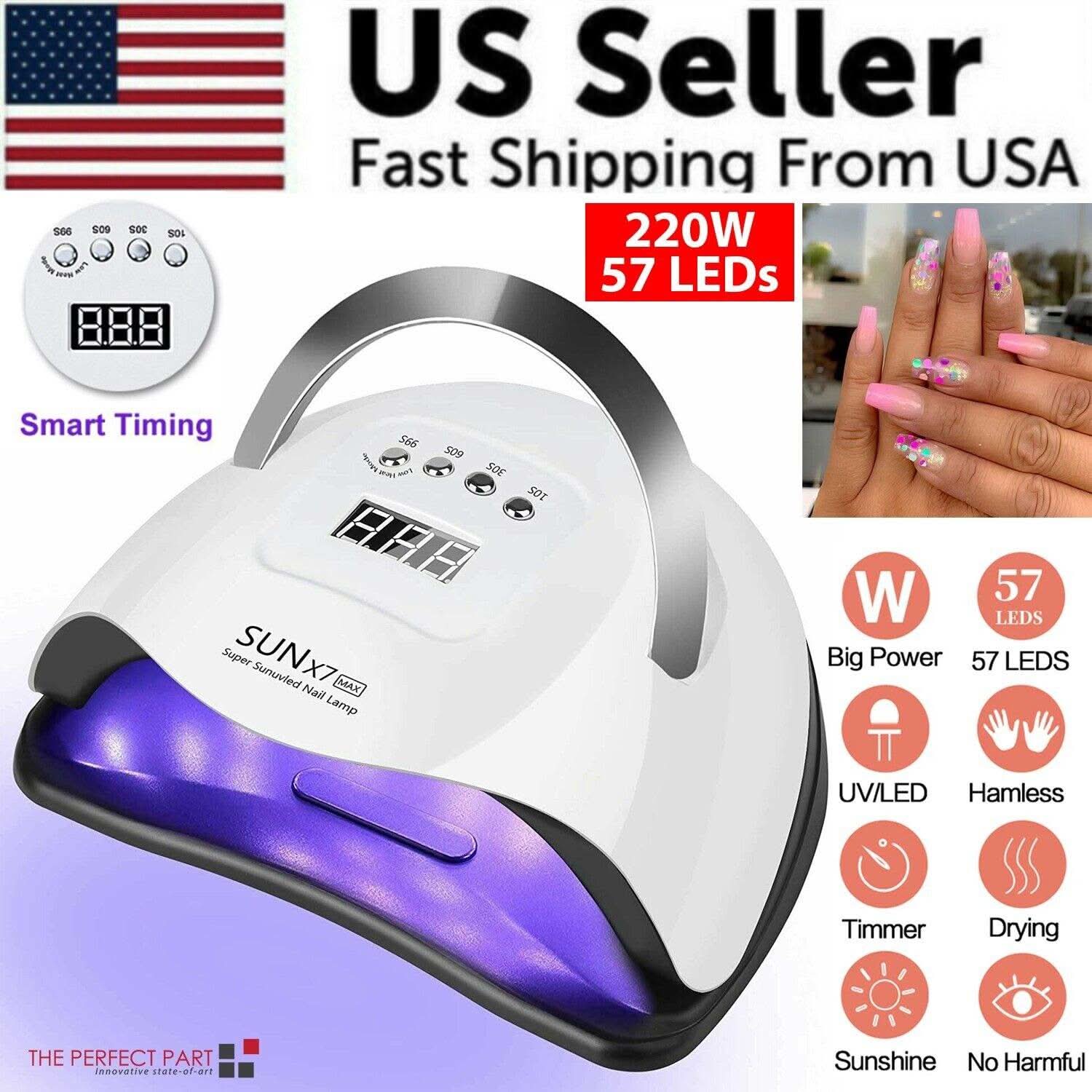 UV Gel Nail Curing Lamp 220W with powerful UV LED lights for fast curing of gel nail polish