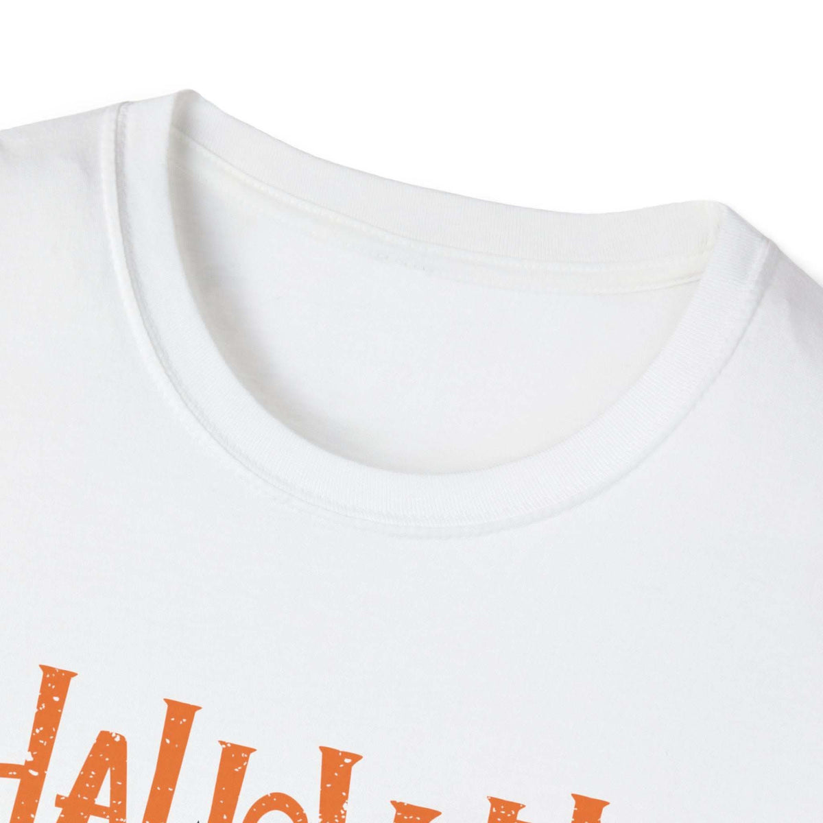 Royal blue unisex t-shirt featuring a spooky haunted house design for Halloween by Printify
