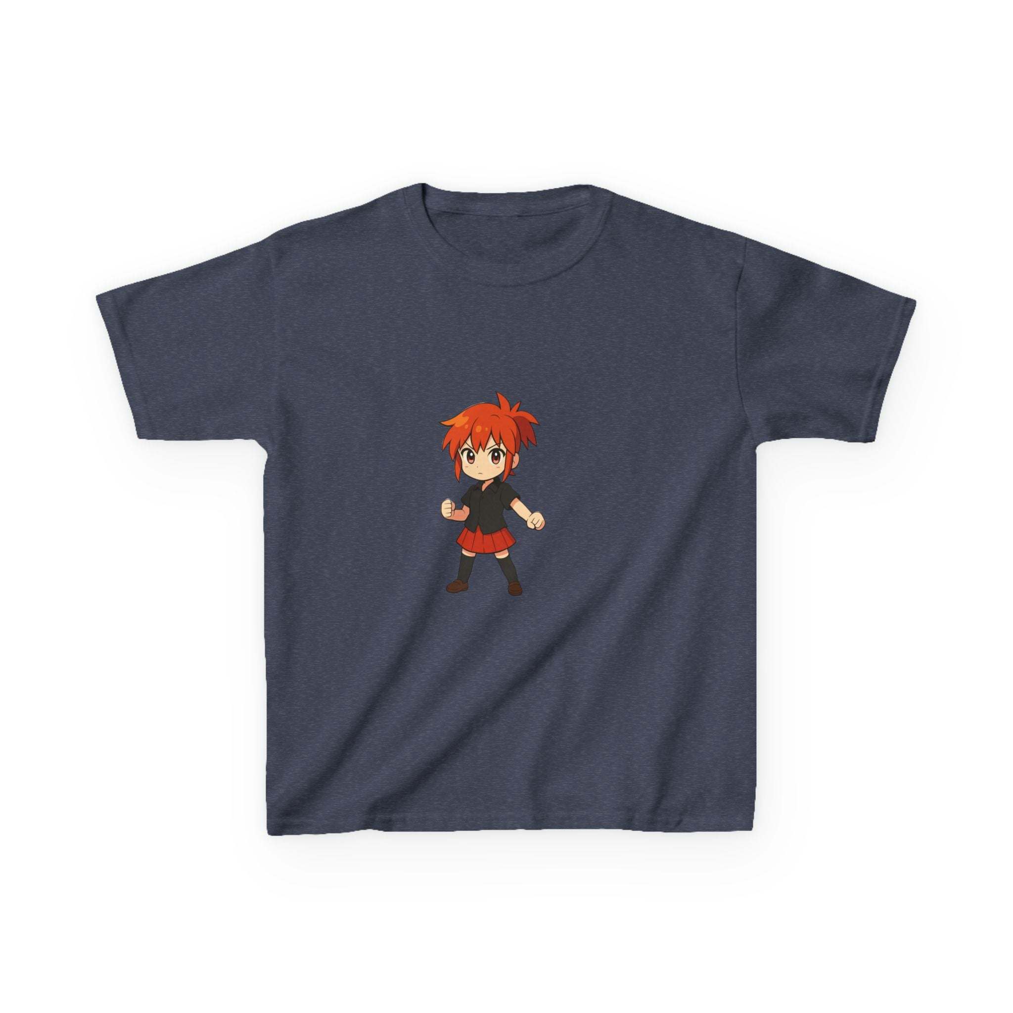 White 100% cotton kids t-shirt featuring an Anime Power Girl design by Printify