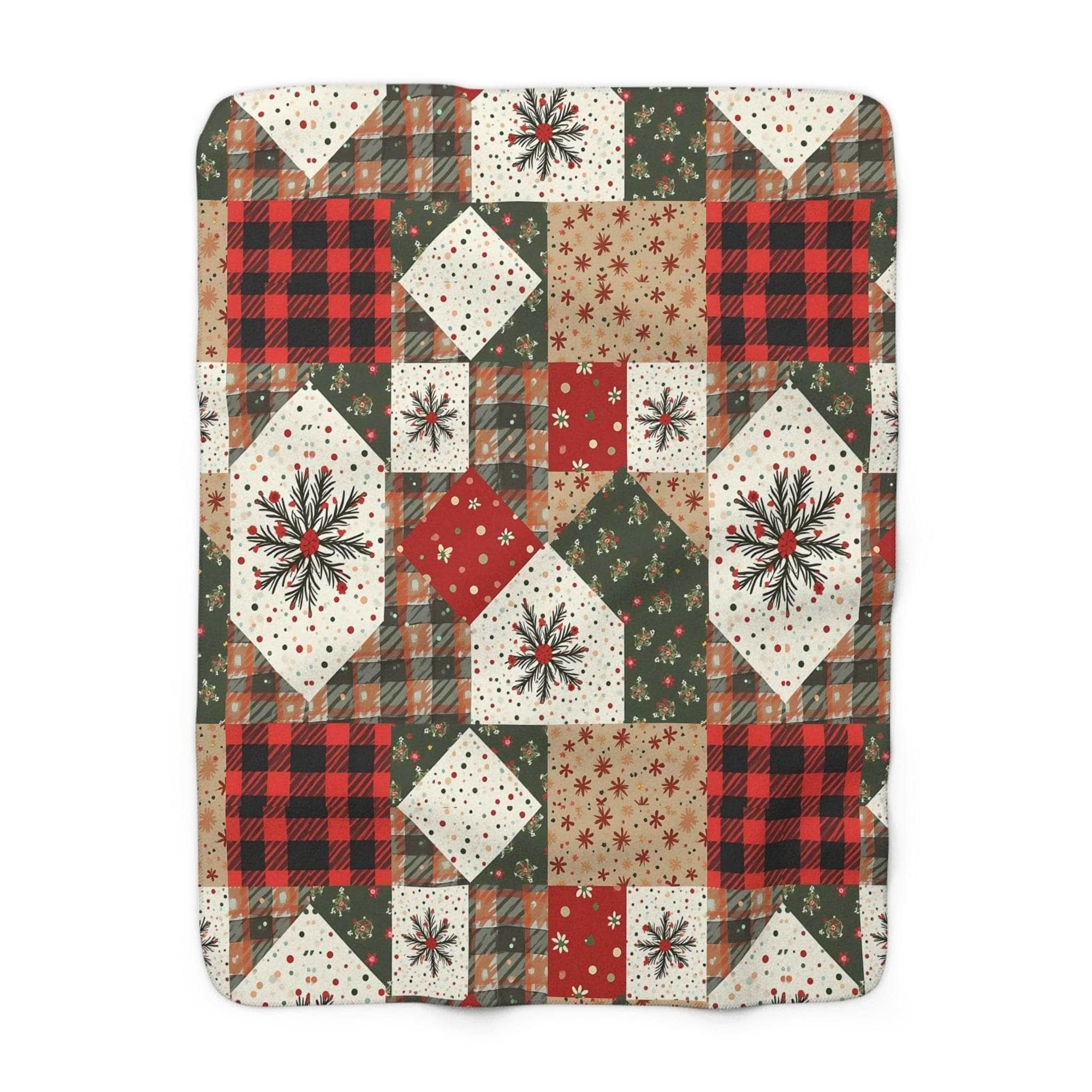Vintage Christmas Stars Sherpa Blanket with plush fleece and durable hemmed edges