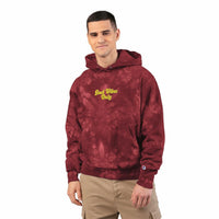 Mulled Berry tie-dye hoodie with 'Good Vibes Only' embroidery by Printify