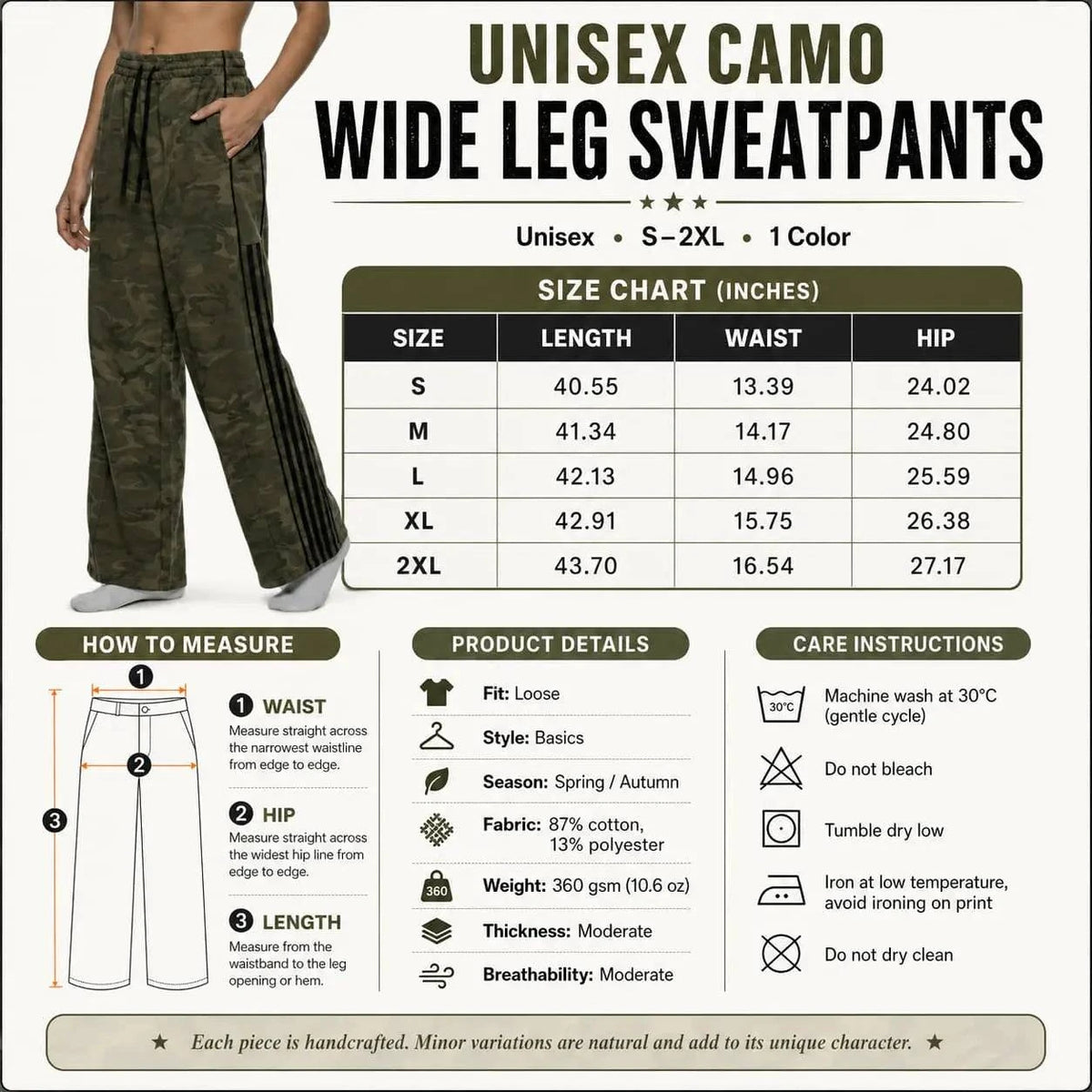 Unisex Camo Wide Leg Sweatpants – Loose Fit Streetwear Pants