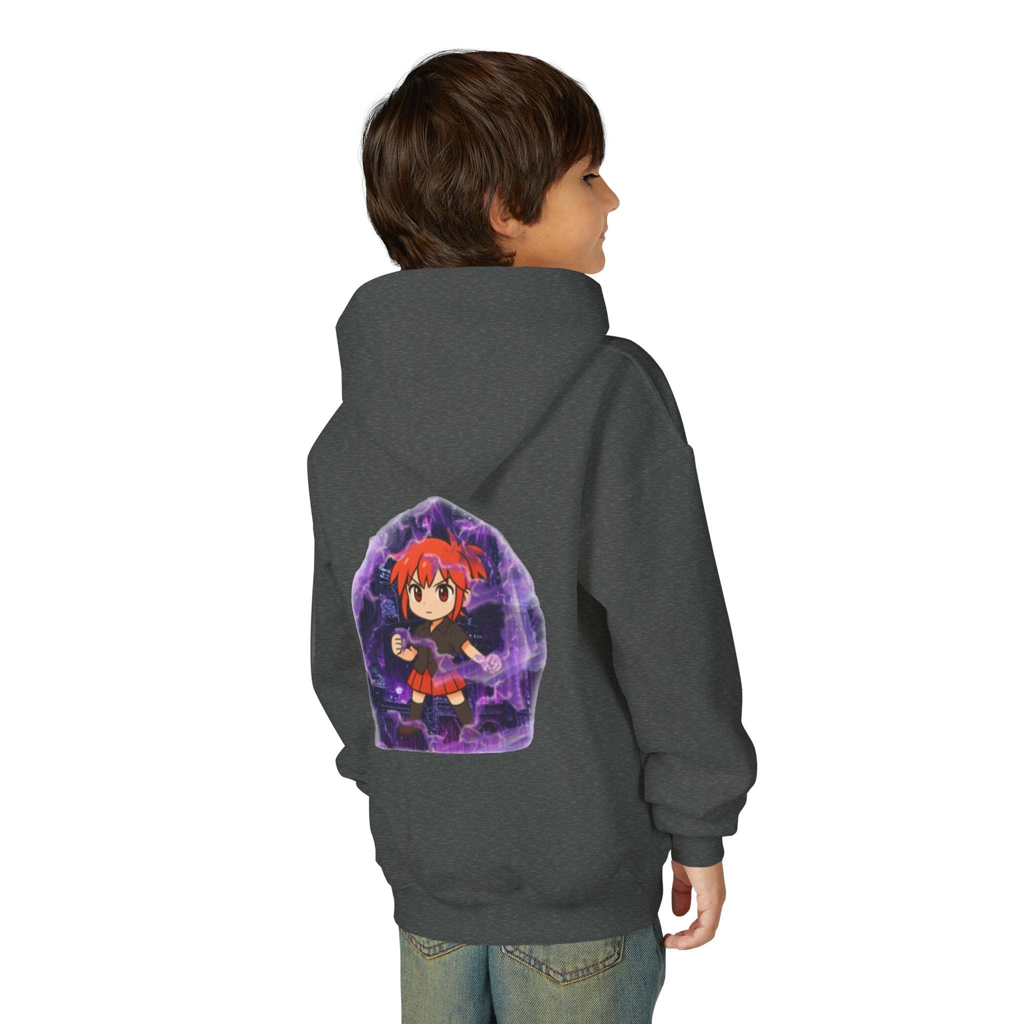 Anime Purple Power Girl Youth Hoodie Sweatshirt