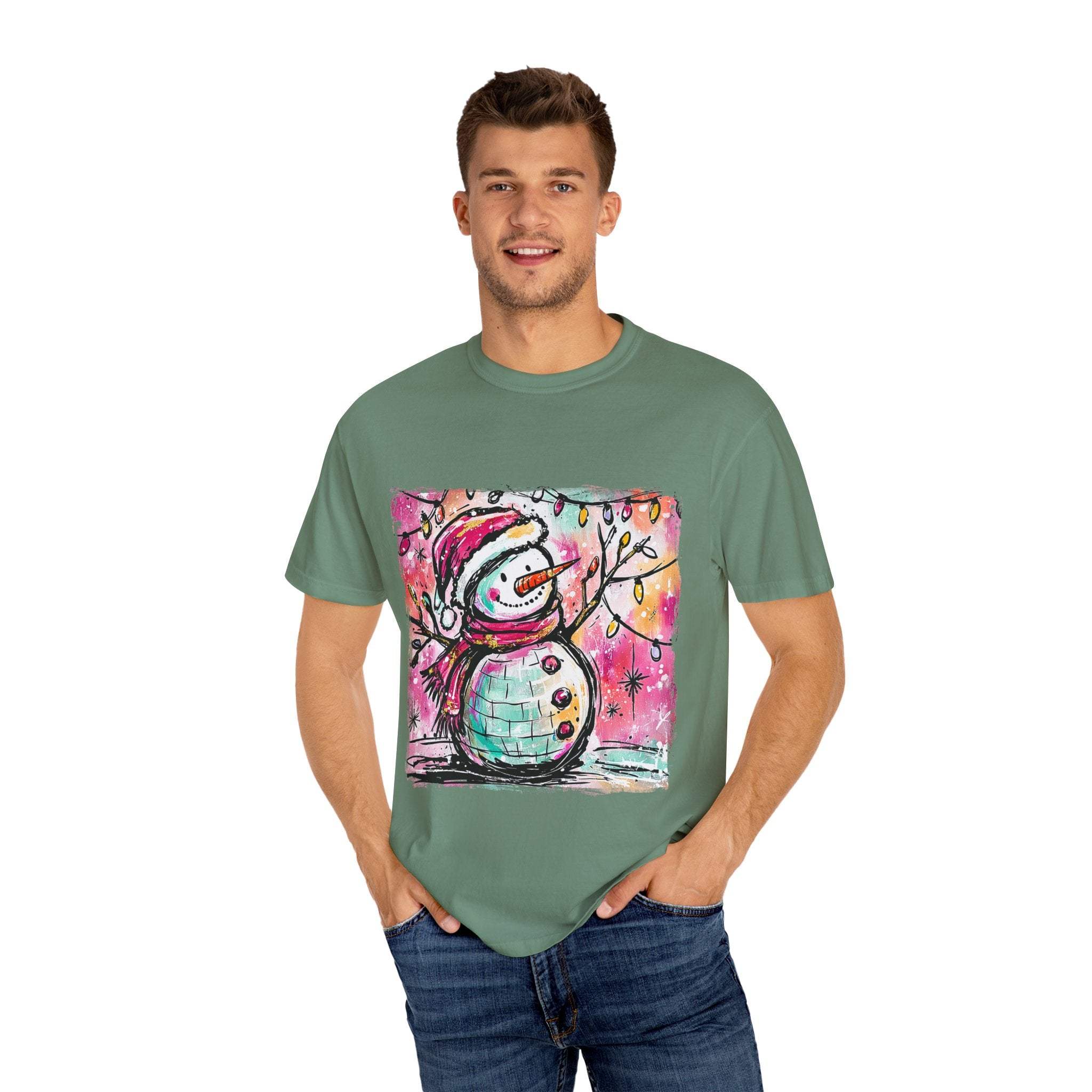 Unisex T-shirt Retro Disco Ball Snowman Tee