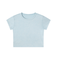 Women’s Snow Washed Crop Top with vintage wash and soft cotton-spandex blend for casual summer wear