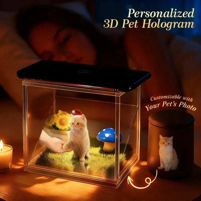 Custom acrylic pet holographic memorial house with 3D digital display for DIY pet memorial keepsake