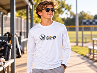 Youth Tee - Fun Halloween Ghosts Baseball Eating Long Sleeve Shirt.