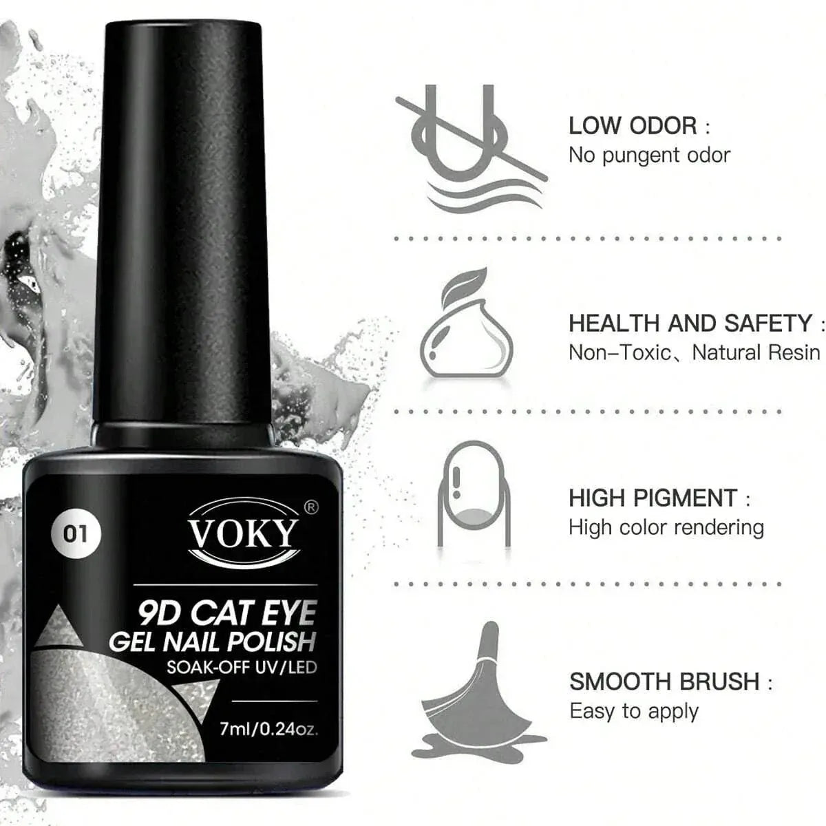 6-piece glitter cat magnetic gel polish set with holographic cat eye effect