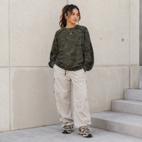 Unisex Camo Loose Long Sleeve T-Shirt | Cotton Raglan Streetwear Tee