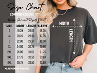 Size chart for the Comfort Colors tee.