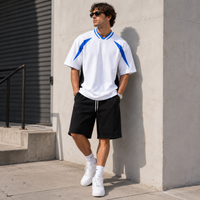 Unisex Oversized Color Block V-Neck T-Shirt | Heavyweight Streetwear Raglan Tee