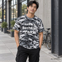 Custom Bachelor Party Camo Tee | Personalized Party Shirt