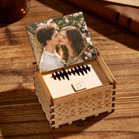 Custom Digital Music Box with personalized photo and voice recording in wooden design