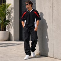 Unisex Oversized Color Block V-Neck T-Shirt | Heavyweight Streetwear Raglan Tee