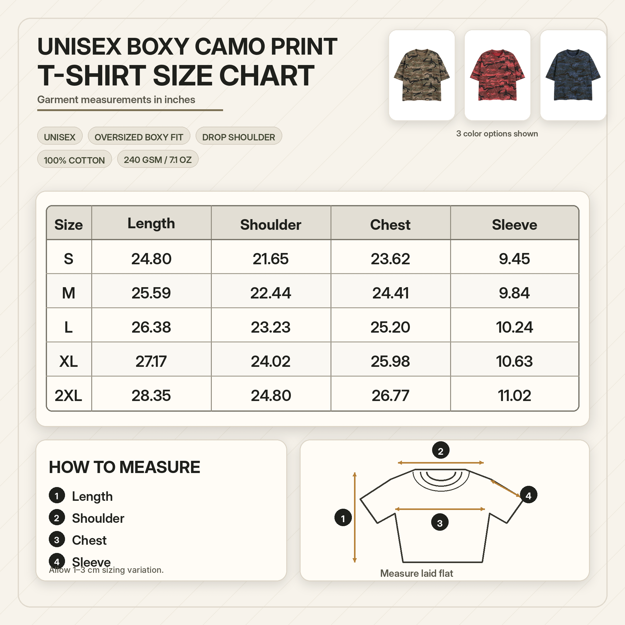 Unisex Boxy Camo Print T-Shirt | Oversized Cotton Streetwear Tee
